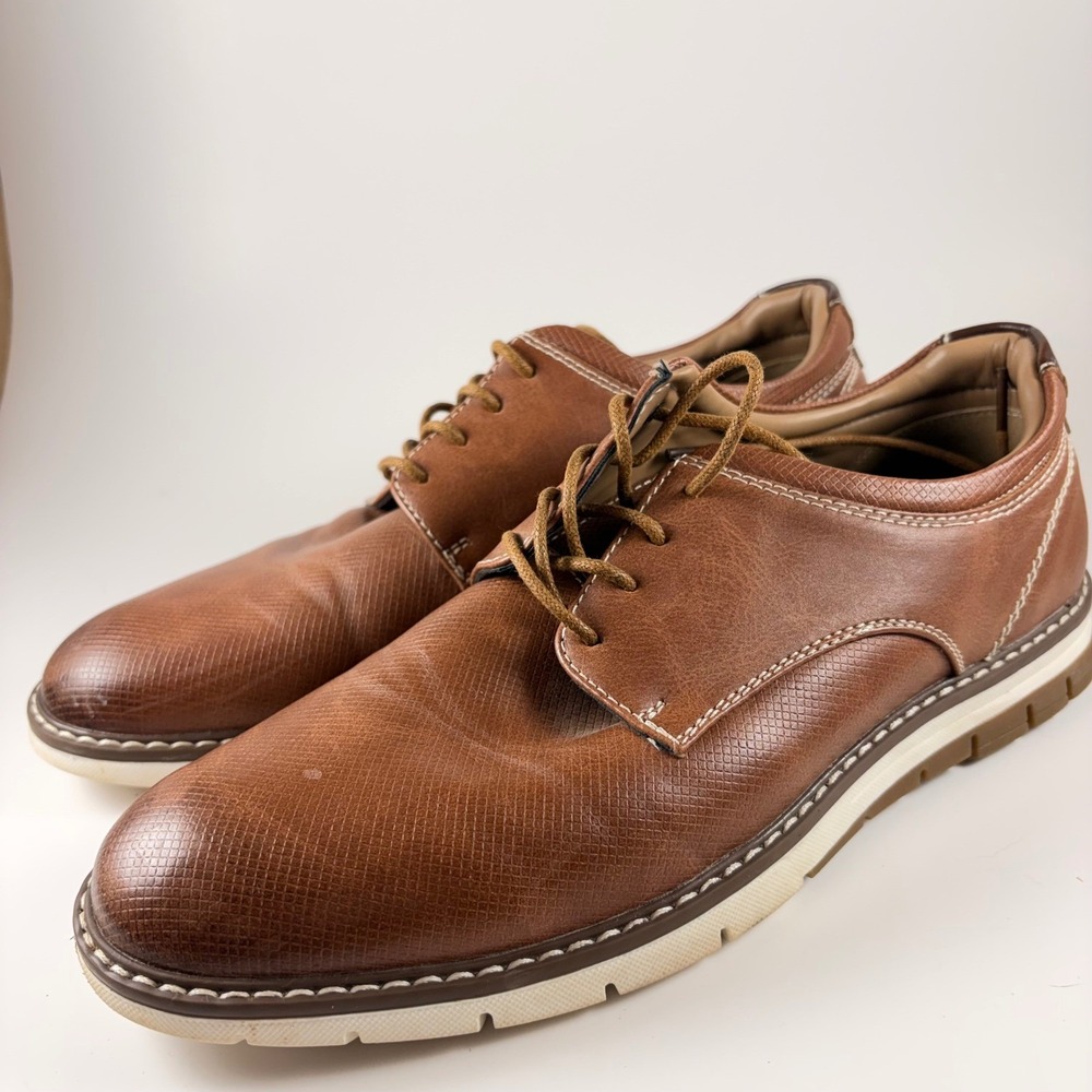 Ashford Hayes Shoes Mens Size 8M Brown Cognac Casual Dress Oxford